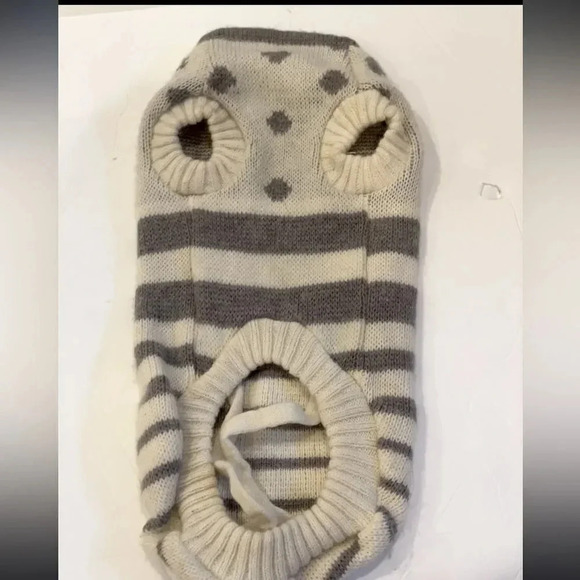 NEW CROCI KNIT GREY AND WHITE STRIPED DOG SWEATER SIZE SMALL - Picture 7 of 7